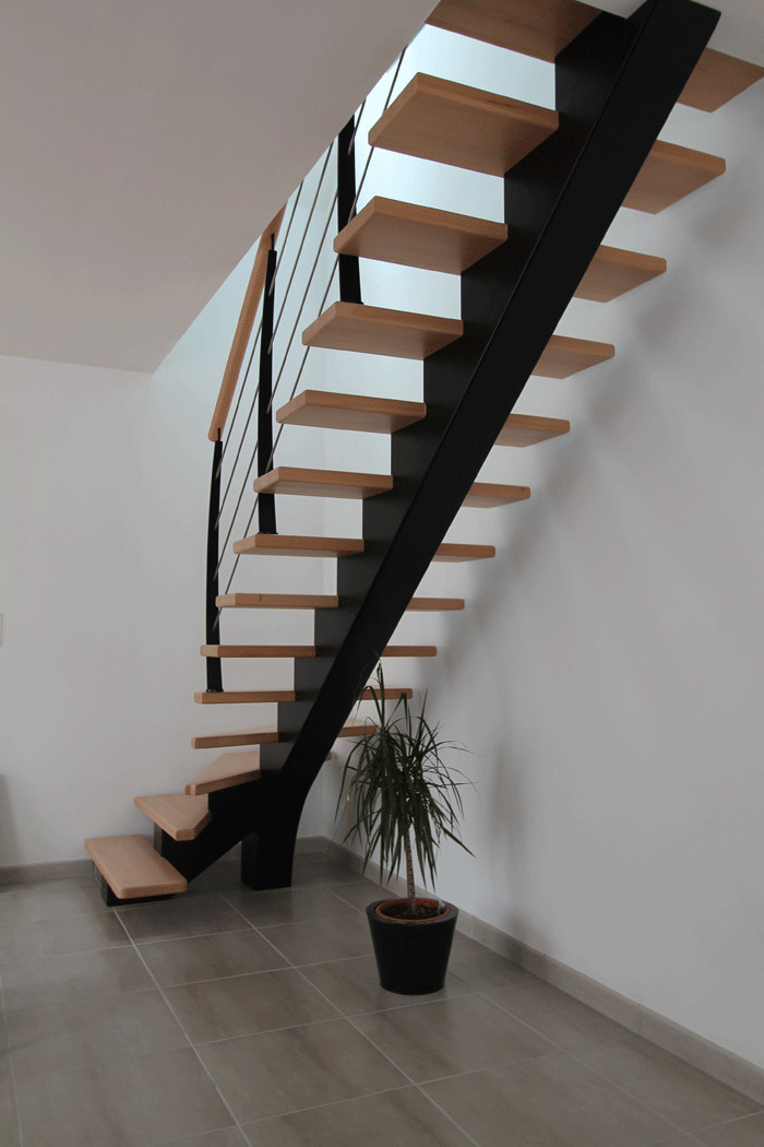 escalier quart tournant metal et bois